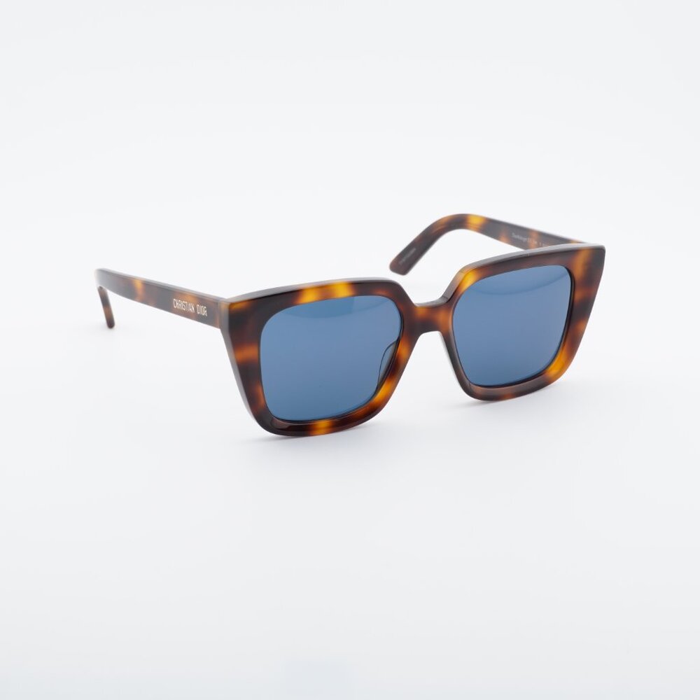 Dior DIORMIDNIGHT S1I 26B0 Sunglasses Havana Cat Eye Frame, Blue Lenses